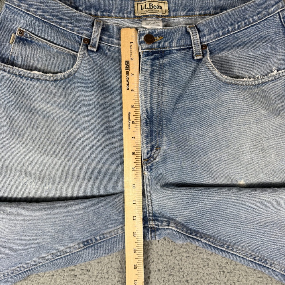 Vintage L.L. Bean Classic Fit Jeans 36x32 Distressed Light Wash Straight - Picture 7 of 12